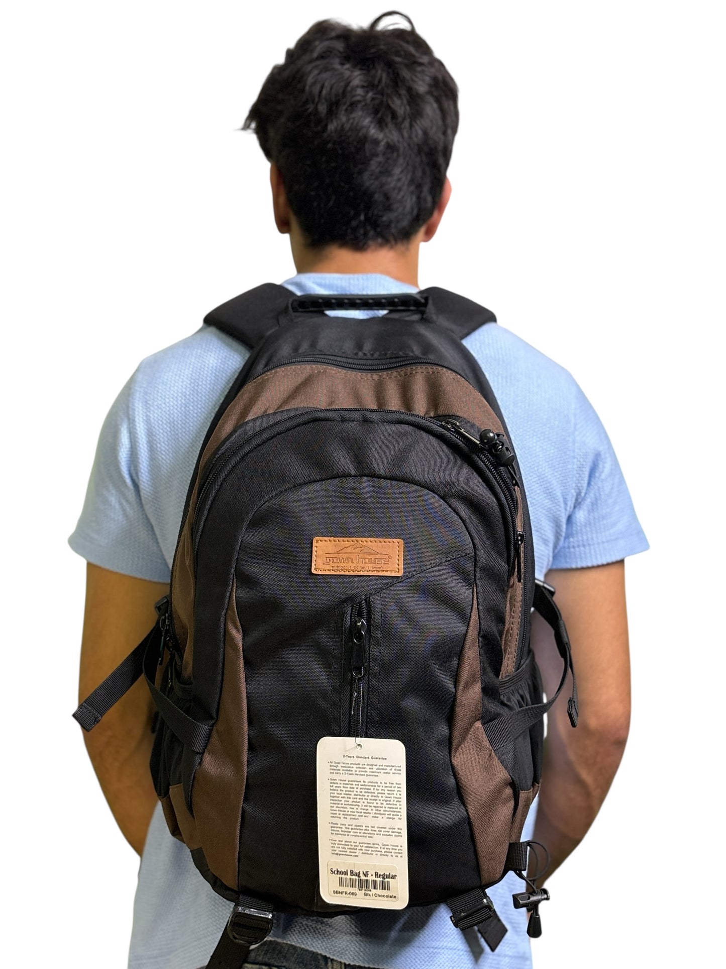 School Backpack – Regular | Chocolate & Grey