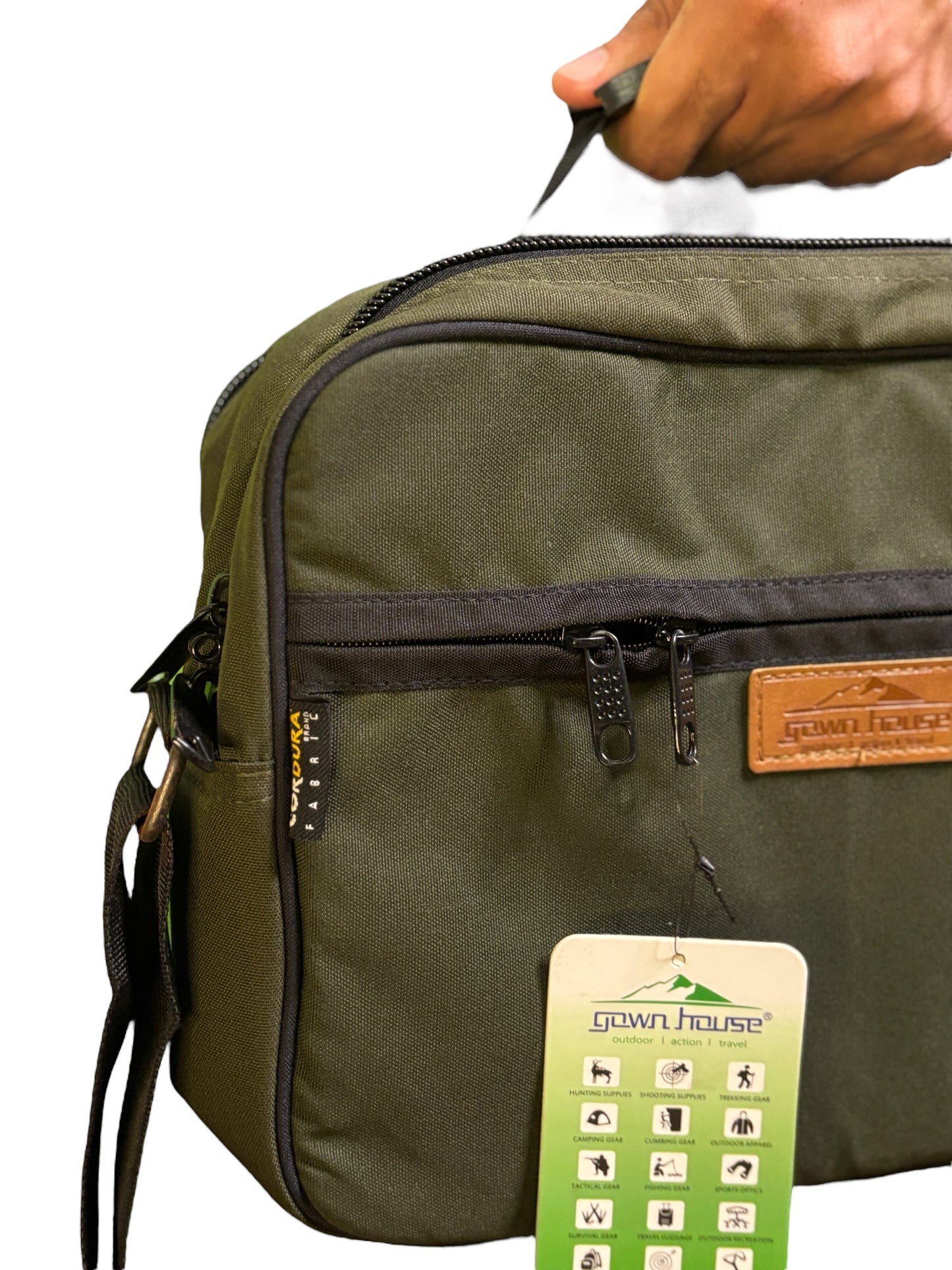 Classic Rectangular Cordura Handbag – Green