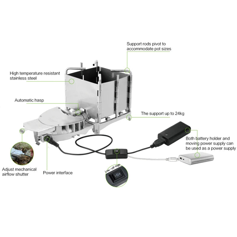 BRS Camping Wood Stove with Air Blower BRS-116